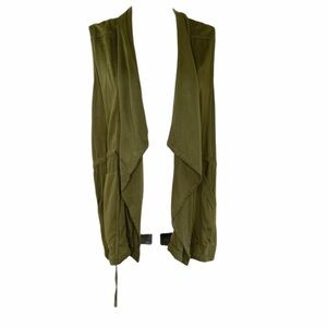 CAREN FORBES Olive Green Draped Vest Small